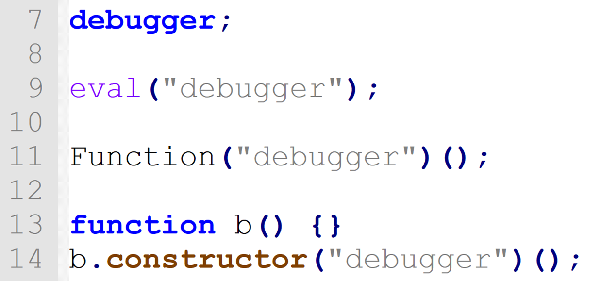 Different options for triggering the debugger in JavaScript
