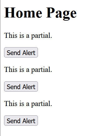A webpage showing 3 instances of the partial